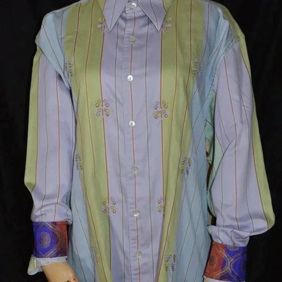 Robert Graham Pastel Multi-Color Striped Floral - Picture 4 of 8